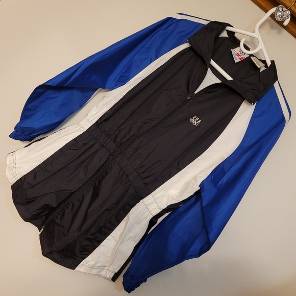 USA OLYMPICS Vintage Cinched Waist Full Zip Windbreaker Womens XL (16) JC PENNEY - Picture 13 of 16